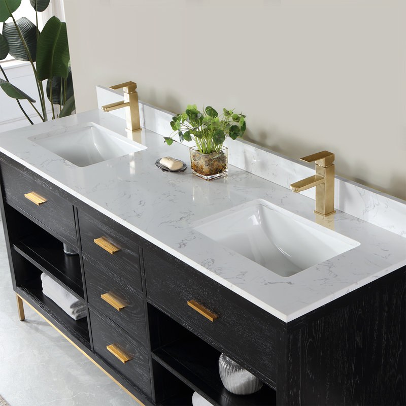 Latitude Run® 72'' Double Bathroom Vanity with Cultured Marble Top ...